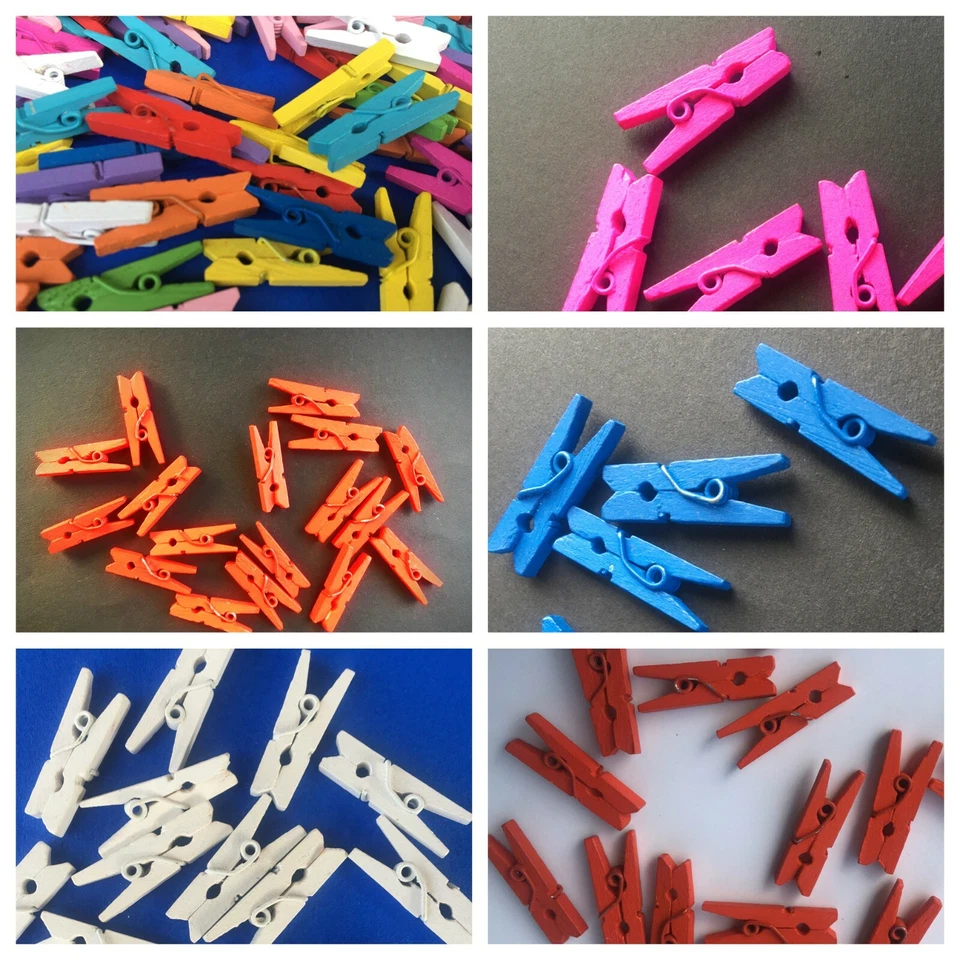 Mini Wäscheklammern Kleine Holzklammern für Dekoration zum Geschenke basteln NEU - Bild 1 von 1