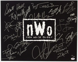 Hulk Hogan Scott Hall Sting Bret Hart Great Muta+ Signed NWO 16x20 Photo WWE WCW - Picture 1 of 24