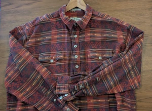 Vintage Orvis Aztec Navajo Jacquard Heavy Shacket Men XL Red Autumn - Picture 1 of 4