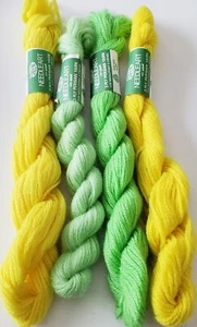 4 Greene Needleart 100% Wool 3 Ply Persian Yarn Green Yellow 40 Yd Skeins - Picture 1 of 3