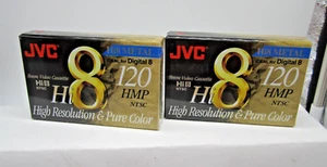 JVC Hi8 Metal 8mm Video Cassette 120 HMP High Res Lot Of 2 NEW Factory Sealed - Picture 1 of 3
