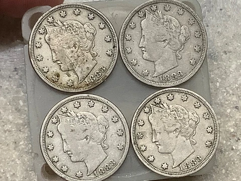 Lot of 4 1883 Liberty V Nickels *Grand Pa’s Collection* Nice Better Dates Cover