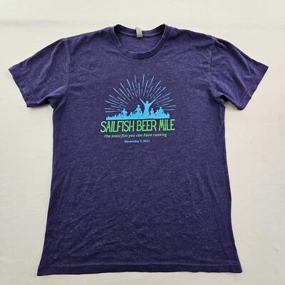 Camiseta para hombre Sailfish Beer Mile Run púrpura manga corta mezcla de algodón M Foto 1 de 4