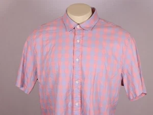 FAHERTY Men’s XL Short Sleeve Sport Shirt -Light Blue Pink Check Plaid - Picture 1 of 12