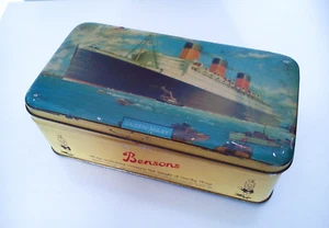CUNARD RMS QUEEN MARY BENSONS CANDY/TOFFEE TIN SOLD ON SHIP C. EARLY 1950'S - Picture 1 of 8