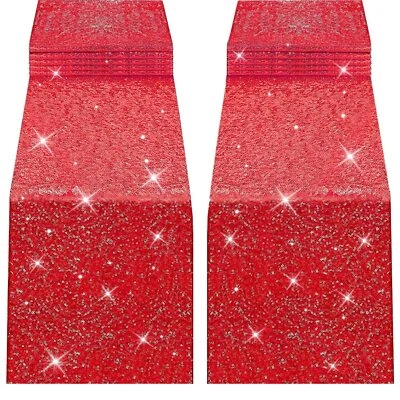 yuboo Red Sequin Table Runners 12''x108'' 2 Pack Glitter Table Cloth for Moth... - Image 1 of 4