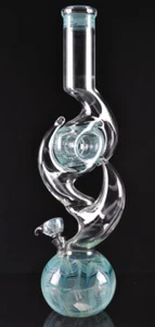 Tubo de agua burbujeador de bong de vidrio grueso de doble cuerno de la Vía Láctea de 16" hecha en EE. UU. - Imagen 1 de 6