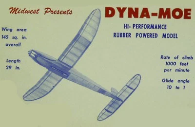 Model Airplane Plans (FF): Midwest DYNA-MOE 33-3/4" Wingspan Rubber-Powered - Image 1 of 2