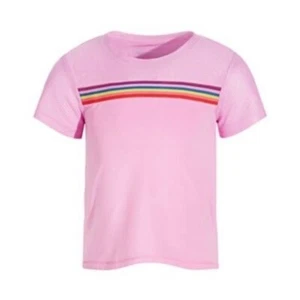 NEW ID Ideology Little Girls Multi-Stripe Shirt Sweet Alyssum pink, Tee shirt 6X - Picture 1 of 5