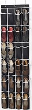 Zober Over the Door Shoe Organizer - 24 Breathable Pockets, Hanging Shoe Holder