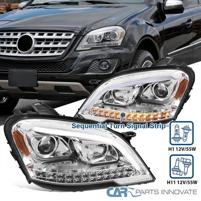 Fits 2009-2011 Mercedes Benz W164 ML320 LED Sequential Strip Projector Headlight Foto 1 de 4