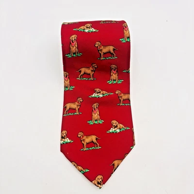 Alynn Men’s 100% Silk Necktie Outdoors Chocolate Lab Labrador Retriever Dogs - Image 1 of 3