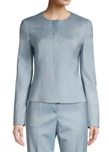 $495 Hugo Boss Women's 8 Javilla Zircon Blue Tailored Blazer 100% Virgin Wool  - Picture 1 of 10