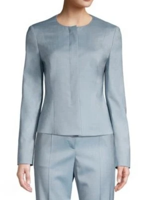$495 Hugo Boss 女式 8 Javilla Zircon 蓝色定制西装外套 100% 初级羊毛  — 第 1/4 张图片