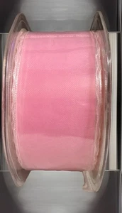 30 Yards - 1.5” Sheer Pink Ribbon With Scalloped Satin Edge - Picture 1 of 1
