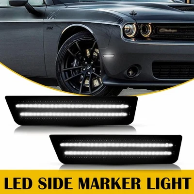 For 2008-2014 DODGE CHARGER Smoked LENS LED SIDE MARKER LIGHTS FRONT 2PCS SET - Image 1 of 4