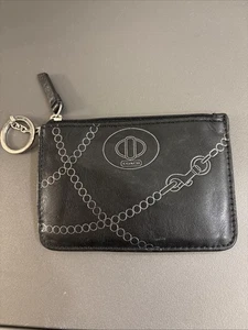Coach schwarz Leder Karten/Schlüssel/Geldbörse silber geprägt Drehverschluss & Kette $95 - Bild 1 von 9