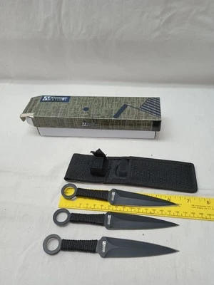 Juego de cubiertos Whetstone de 3 cuchillos de lanzamiento con estuche de transporte nuevo acero inoxidable Foto 1 de 4