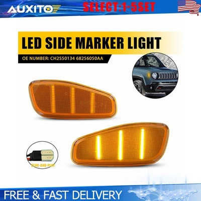 Luzes indicadoras laterais de LED âmbar para-lama dianteiro para 2015 2016 2017 Jeep Renegade 2-20 - Imagem 1 de 4