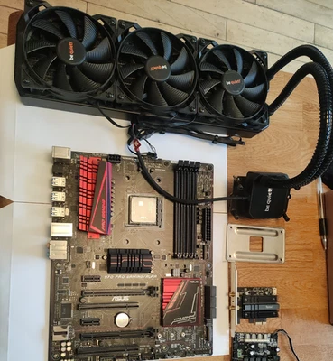 Motherboard bundle. Fast 8 core AMD FX CPU, Water CPU cooler, Wifi card cables - Image 1 of 4