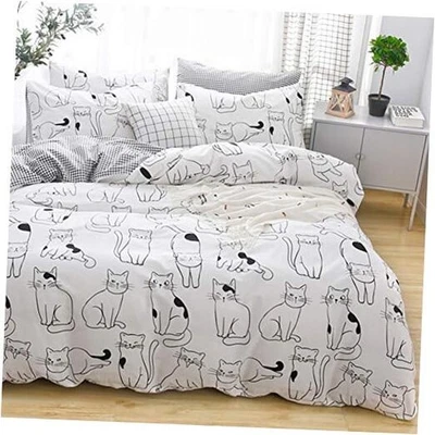 Conjunto de Capa de Edredom S Twin, Roupa de Cama 100% Algodão, Vários Twin (68 pol x 86 pol) Gato - Imagem 1 de 4
