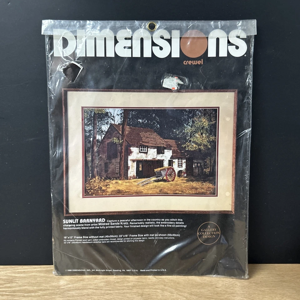 Dimensions Crewel Sunlit Barnyard 18 x 12 Crewel Embroidery Kit Wool - Image 1 of 2