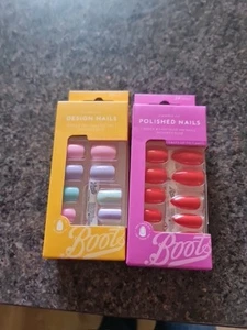 Boots Flexible Fit Design Nails -1 x Red polished Nails & Design Nails 24 nails - Picture 1 of 8