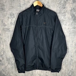 Giacca a vento vintage Nike nera full zip pista taglia marrone swoosh anni 90 - Foto 1 di 9