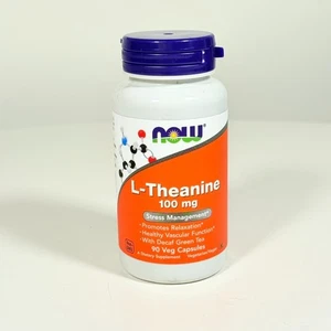 Now Foods L-Theanine 100mg 90 Veg Capsules - BRAND NEW & SEALED - Picture 1 of 4