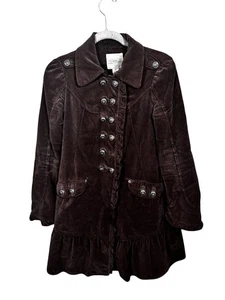 Anthropologie Cidra Women's Jacket Brown Size 4 Boho Romantic Ruffle Trim - Picture 1 of 6