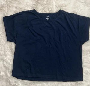 J.CREW Large 100% Organic Cotton Blue Short Sleeve Boxy Fit T-Shirt Women's L - Picture 1 of 4