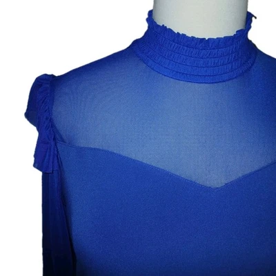 CATO женщин 18W/20W праздник женский сетки длинным рукавом высокий воротник верхний синий новый с Ярлыками  - Изображение 1 из 4