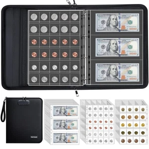 Coin Collection Album for Collectors with Lock, 400 Pockets Fireproof Coin Ho... - Bild 1 von 7