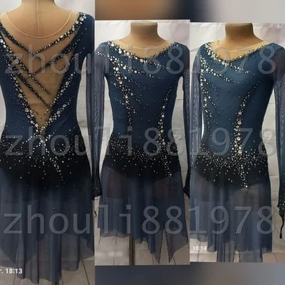 New  Ice Figure Skating Dress Figure Skating Dress For Competition gray dyeing - Image 1 of 4