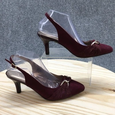 Karen Scott Heels Womens 9.5 M Giselle Slingback Burgundy Peep Toe Casual NEW - Image 1 of 4