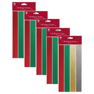400 Christmas Paper Chain Peal & Seal Xmas Decor - Red, Gold, Green, Silver - Picture 1 of 2