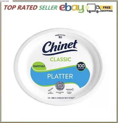 Chinet Classic Platter Paper Plate, 12.63" x 10", 100 ct.
