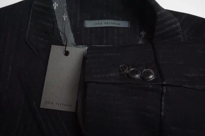John Varvatos Black Gray Striped Cotton Blend Sport Coat Jacket Sz 38 Brand New - Image 1 of 4