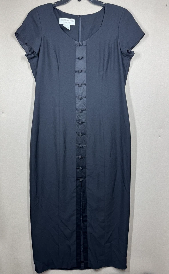 Jones New York Dress Womens 14 Maxi Asian Short Sleeve 90s Vintage Witchy Goth - Image 1 of 4