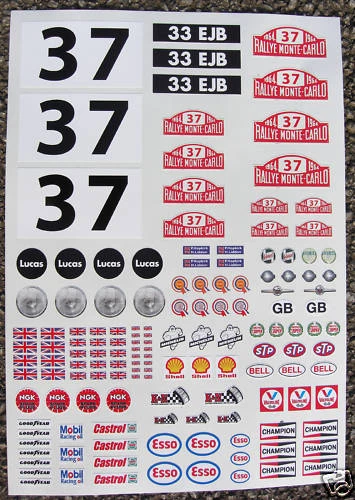 RC 10. Maßstab Mini Cooper Monte Carlo Rallye Aufkleber Aufkleber 37 Hopkirk  - Bild 1 von 1