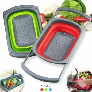 Expandable Folding Drain Basket Fruit Vegetable Washing Basket FoldableStrainer - Picture 1 of 11