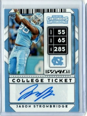 2020 Panini Contenders Draft Picks Jason Strowbridge College Ticket Rookie # 286 - Image 1 of 2