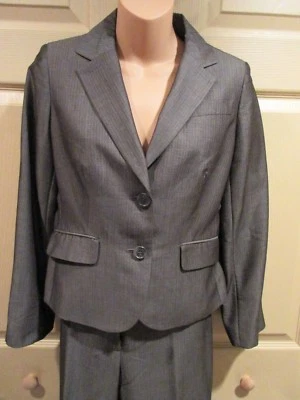 ANN TAYLOR LOFT Jacket WOMENS SIZE 2 CLASSIC GRAY PINSTRIPE WOOL BLEND - Image 1 of 4
