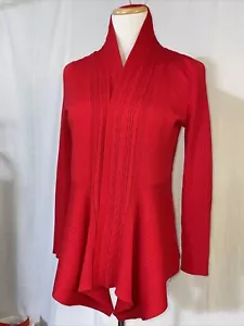 89th & Madison Womens PM Cardigan Sweater Red Long Sleeve Open Front Neckline - Picture 1 of 12