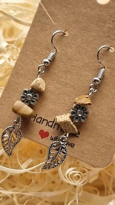 Pendientes colgantes largos de jaspe con imágenes preciosas de jaspe con imagen curativa  Foto 1 de 4