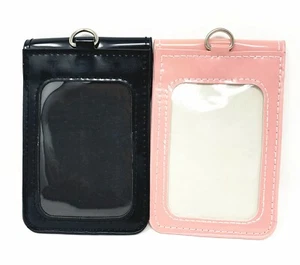 Leather Pocket Wallet Thin Vertical ID window Money Card Holder with button snap - Picture 1 of 5