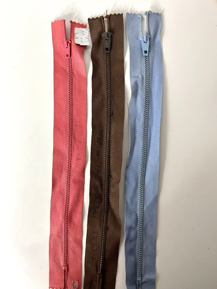 CONMAR Nylon Resistente Cremallera 11-12” #7 y #5 LOTE 3 NOS Rosa Lt Azul Marrón De Colección Foto 1 de 1