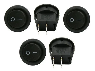 5 PACK 6A 250V 10A 125V SPST ON/OFF 2 POSITION MINI ROUND ROCKER SWITCH 12V - Image 1 of 4