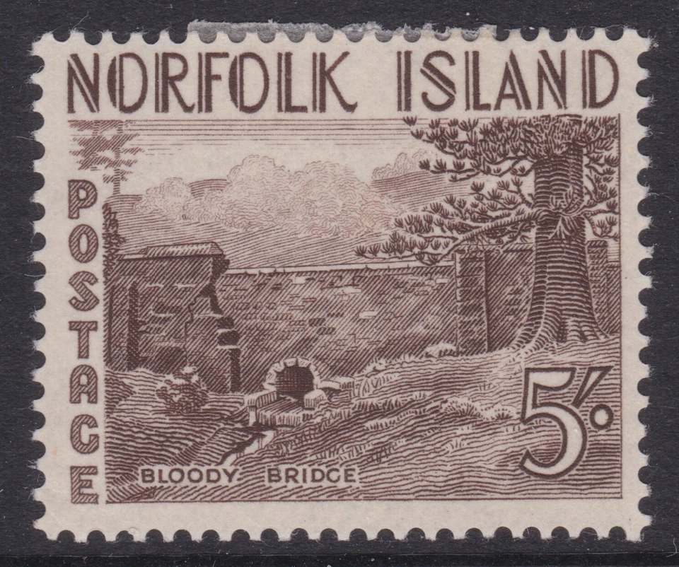 1953 Norfolk Island Definitive 5/- Shilling Bloody Bridge MH  Mint Hinged       - Image 1 of 1