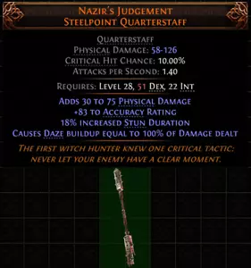 💥Path Of Exile 2💥Dawn Of The Hunt💥Quarterstaff💥Nazir's Judgement Staff - Bild 1 von 1